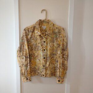 Christopher & Banks , Womens Jacket, Gold Floral, Size L